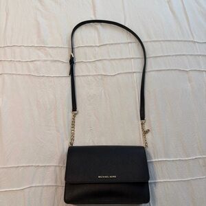 Michael Kors Black Crossbody Bag with Gold Accents